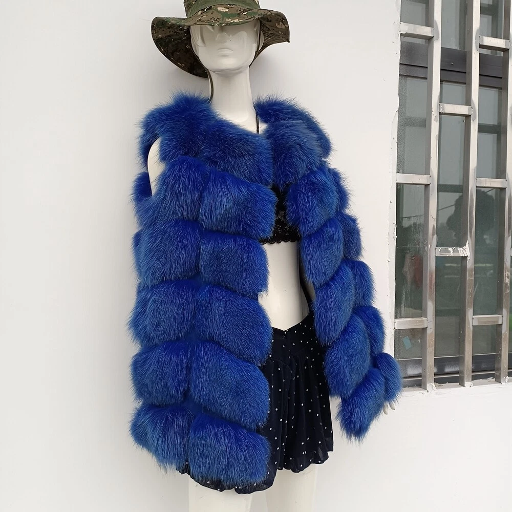 Royal blue top fur vest