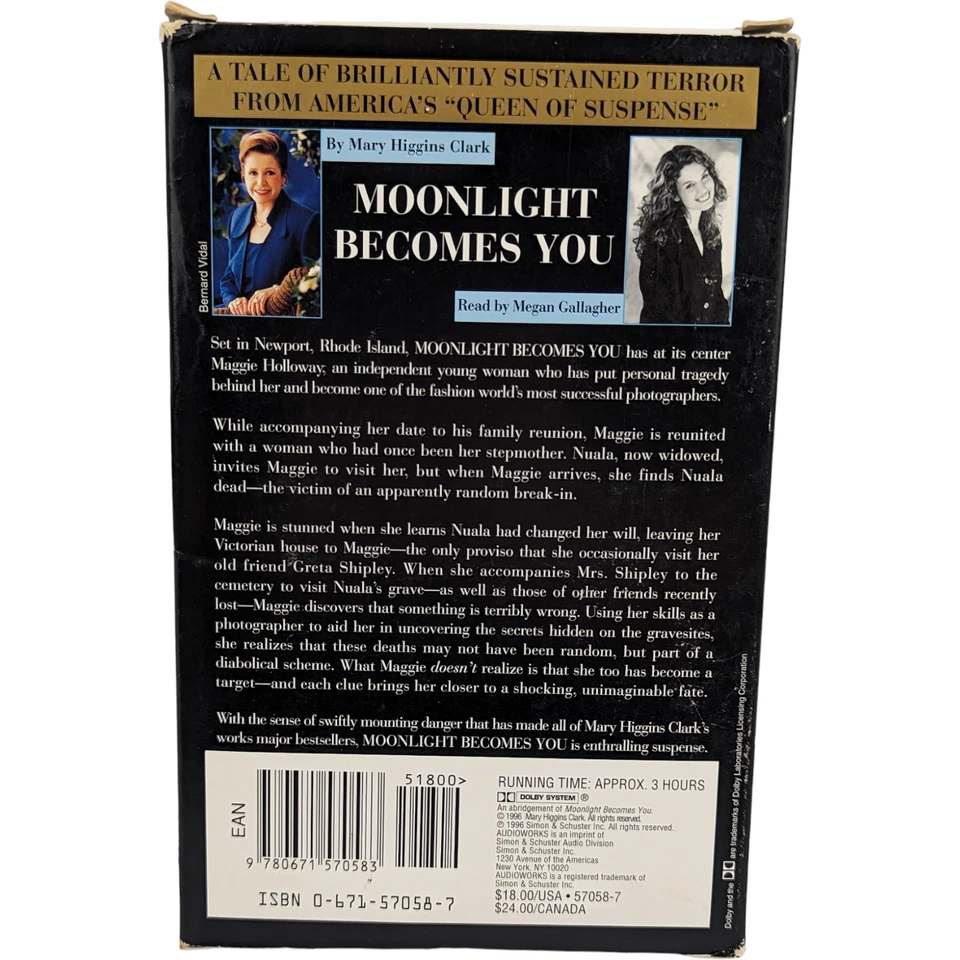 Moonlight Becomes You: 2 Cassettes - 3 Hours by Megan Gallagher, Mary Higgins... - image 3 of 3