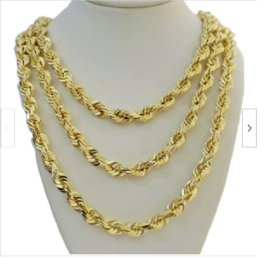 10k Yellow Gold 26'' Solid Diamond Cut ROPE Link Chain/Necklace 10MM 168 grams