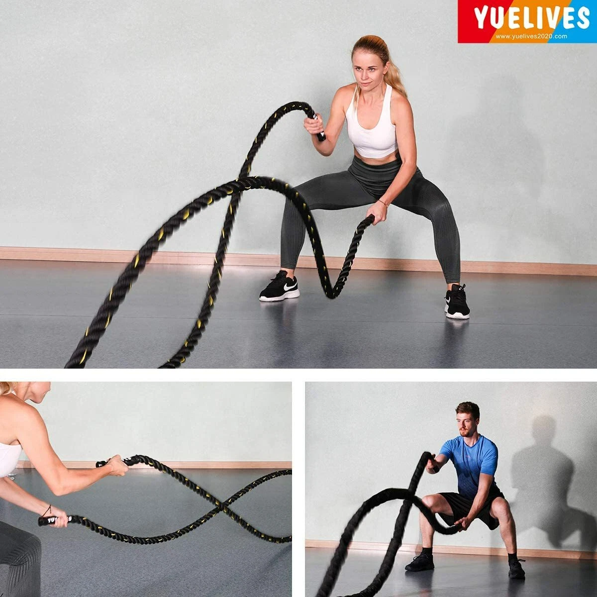 YUELIVES Battle Rope 1.5 Inch Heavy Workout Exercise Rope 30 Feet High  Streng