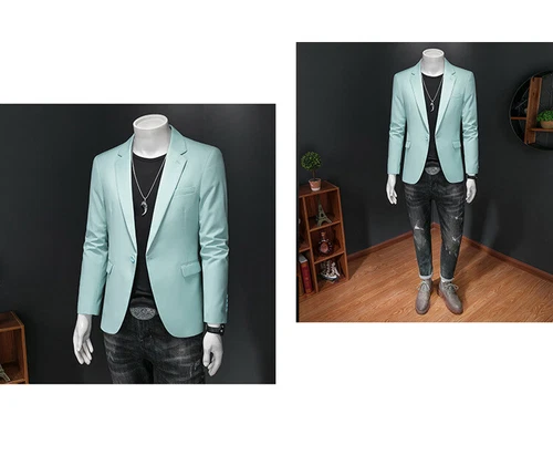 Herren Freizeit Business Slim Fit Formell Elegant Ein Knopf Blazer Jacke Anzug Mantel - Bild 8 von 38