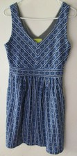 Women's Blue knit dress Anthropologie Maeve 12 v neck 