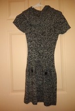 Chesley black / gray Small acrylic short sleeve sweater dress