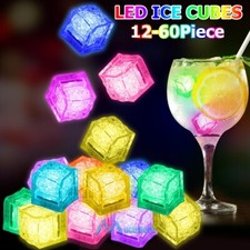 60x Waterproof Light Up LED Ice Cubes 7 Colors Flashing fr Bar Club Drinks Party