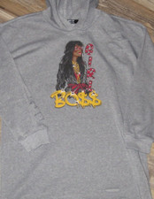 WOMENS LADYS GIRL BOSS HOODIE DISTRESSED LOOK LARGE CHEST 40 LENGTH 31 SLEEV 29