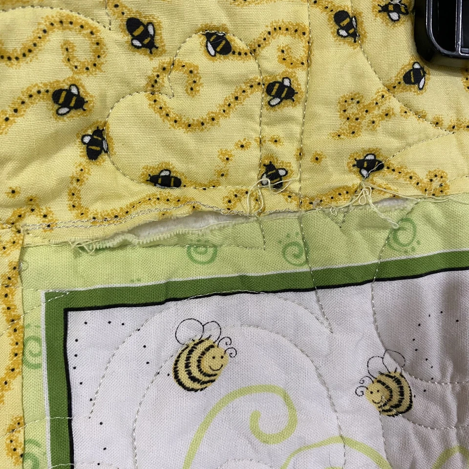 Vintage Handmade Baby Blanket Quilt Ladybugs Bees Caterpillars Snails Theme - Image 2 of 4
