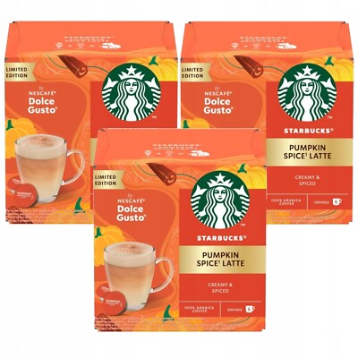 3 x Starbucks Dolce Gusto PUMPKIN SPICE LATTE Coffee Pods - 3 x 6
