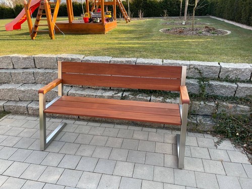 Gartenbank Edelstahl Holz 160cm - Bild 2 von 9