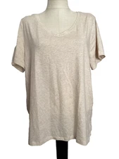 TIME AND TRU OATMEAL RELAXED FIT CORE V-NECK SHORT SLEEVE KNIT TEE SHIRT SZ 3XL*