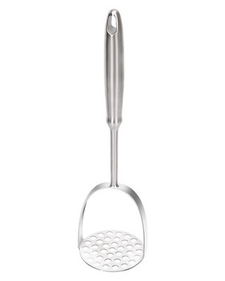 Brigii Potato Masher, Dual Arc for Easy, Labor-Saving Mashing, Medium, Silver 