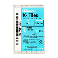 Kerr Dental 06159 SybronEndo Endodontic K-Files 30mm 40 Stainless Steel 6/Bx