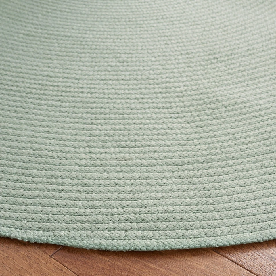 Alfombra de colección trenzada - 3' redonda, verde azulado, casa de campo hecha a mano, idea... Foto 3 de 3