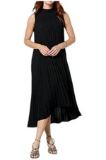 Nina Leonard Women's Textured Wave Hi-Low Midi Dress Black