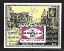 Barbuda 1991 MNH Stamp World London 90 Int'l Stamp Exh MS 1247