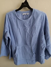 Denim & Co. Fleece Round Neck Shirttail Hem Top Kangaroo Pocket - Sz 2X a655359