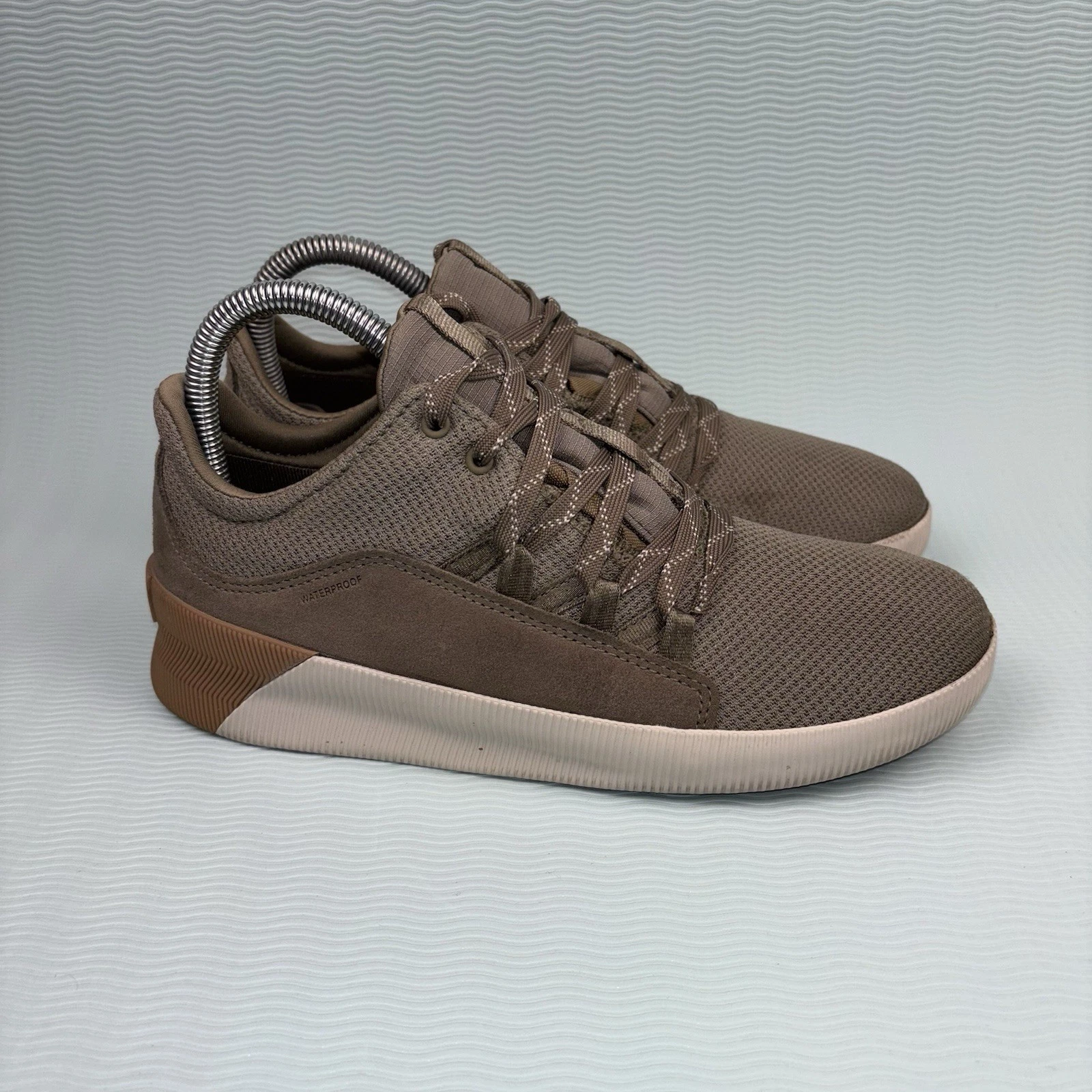 Sorel Out n About Plus Shoes Women's 7.5 Olive Suede Knit Waterproof Sneakers