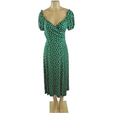 Reformation Pearl Dress Size 6 Chive Floral Off Shoulder Midi Slit Cottagecore