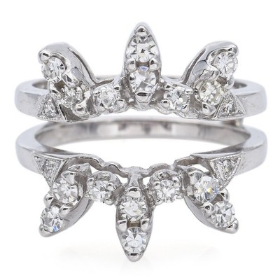 Vintage 13k Weißgold 0,48tcw Diamant Verstärker Ring Schutz