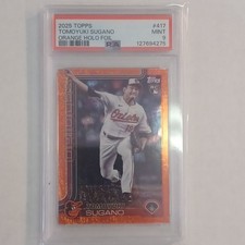 2025 Topps Tomoyuki Sugano #417 Orange Holo Foil Rookie Serial PSA 9 Orioles