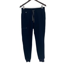 Figs Women s Scrub pants S dark blue elastic waist Side zip pockets polyester