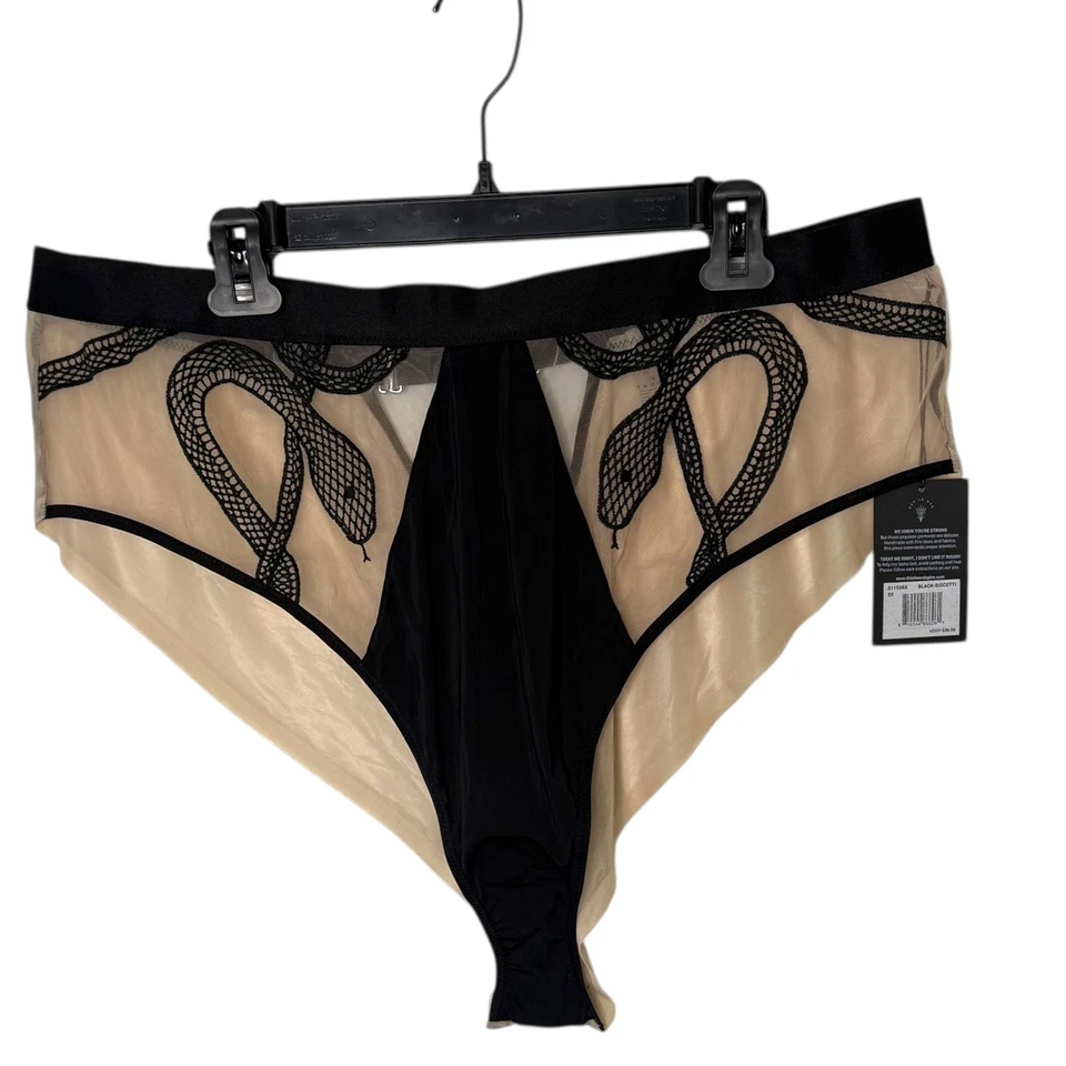 Thistle and Spire Medusa High Waisted Bikini Sheer Mesh Plus Size 3X Black NEW - Image 2 of 4