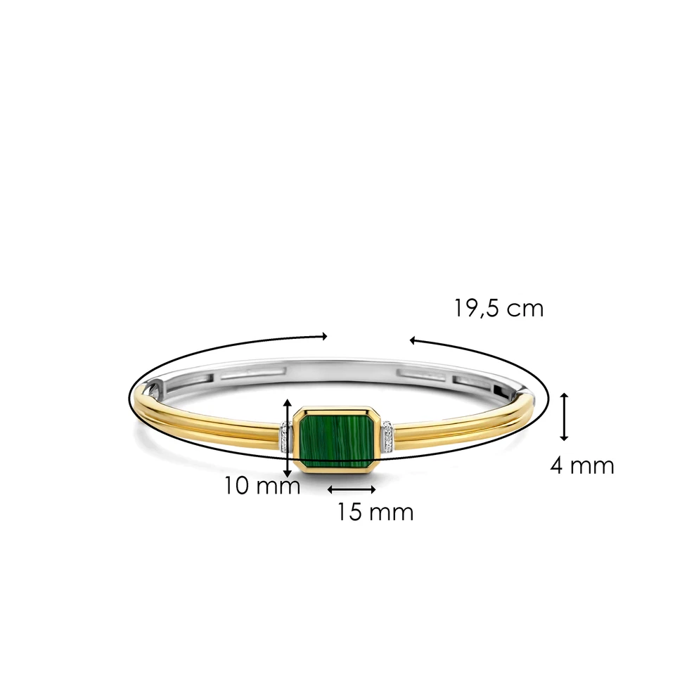 Bracciale rigido bangle donna bicolore Ti Sento 2970MA argento malachite zirconi - Immagine 4 di 4