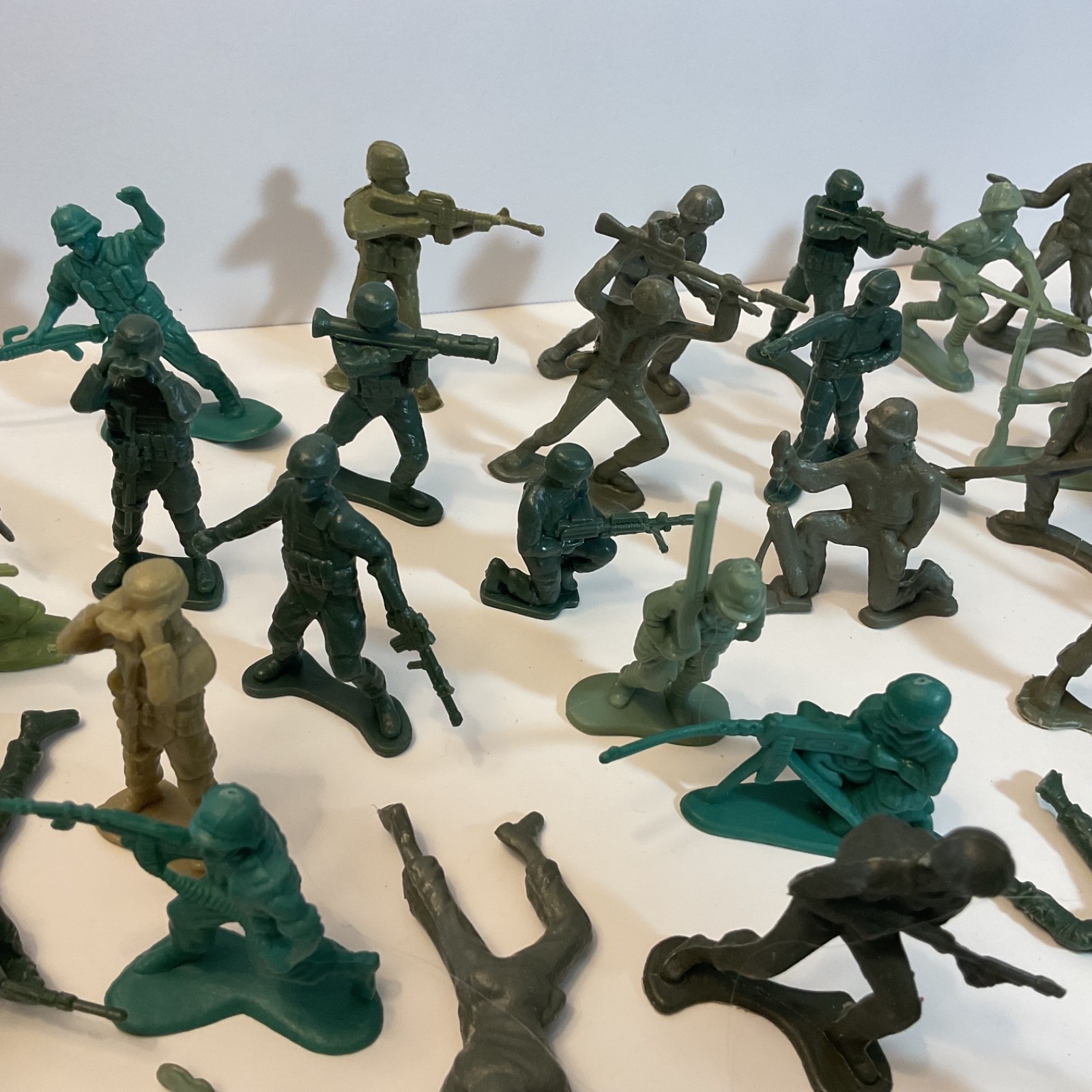 Army Men Soldiers 2" Tall Plastic Figures Green & Gray Mixed Lot of 40