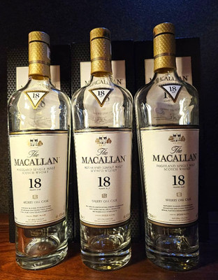 Macallan 18 year 3 Empty Bottles with 3 Boxes Interior Collection