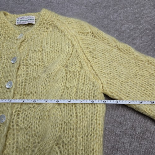 Vtg Sears Junior Sportswear Yellow Mohair Wool Cardigan Sweater Button Size S, Size S, $25 - Photo 5
