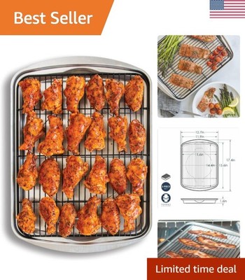 Oven Crisp Baking Tray 2pc Set Includes Pan and Rack; Natural Aluminum For Ai...