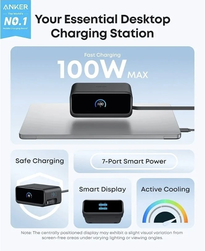 Anker Nano Charging Station, 7-in-1 USB-C Power Strip 100W Desktop Fast Charging - Image 2 of 4