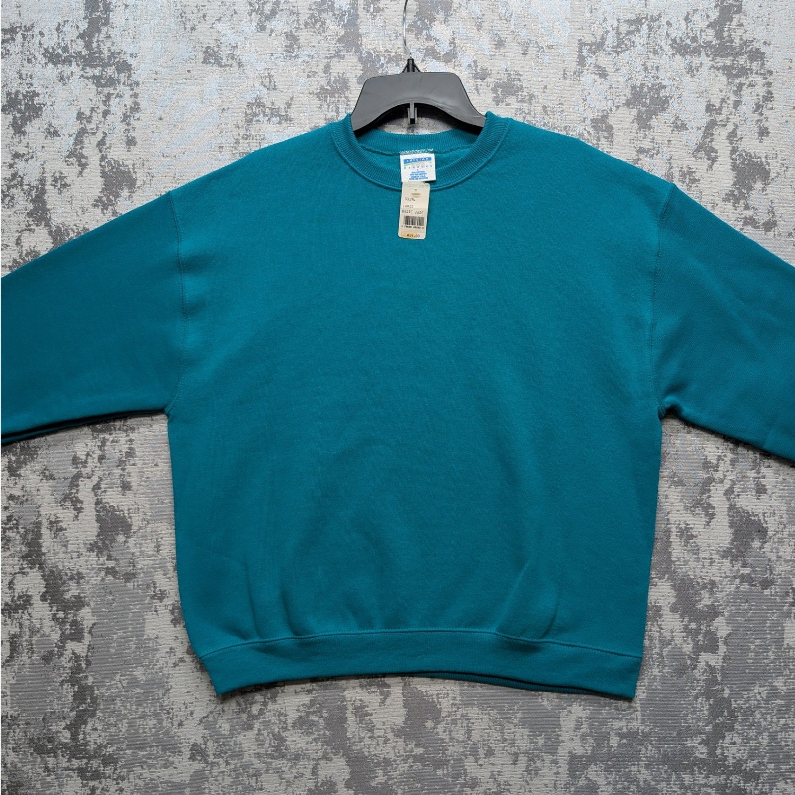 VTG Cheetah Basic Jade Teal Basic Crewneck Sweats… - image 3