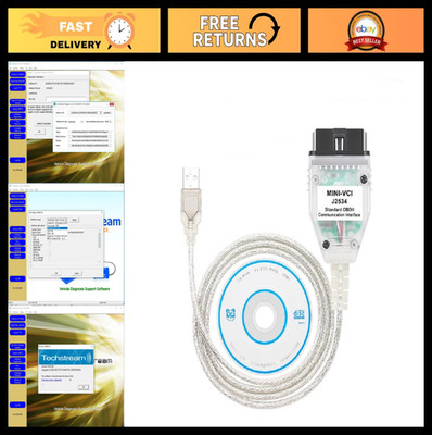Mini VCI J2534 OBD2 Scanner Adapter Cable, TIS Techstream Diagnostic Tool, Suppo