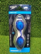 New Speedo Competitive Vanquisher 2.0 Swimming Goggles Racing Blue NEW