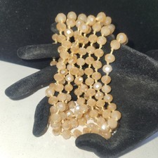 Champagne Tan Faceted Bead Knotted Long Stran...