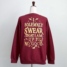 Harry Potter Gryffindor Marauders Map Gold Crewneck Fleece Sweatshirt MEDIUM