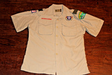 Boy Scouts of America BSA Youth Shirt Tan Large Vented Poly Microfiber Spot