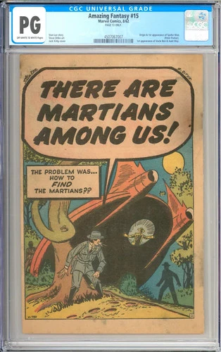 Amazing Fantasy #15 Origin & 1st App. Spider-Man Stan Lee Marvel 1962 CGC PG 13