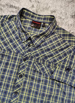 MAMMUT Short Sleeve Shirt Mens Size 2XL XXL Blue & Green Plaid Polyester