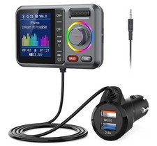 Bluetooth FM Transmitter Adapter , Support QC3.0 Fast Charging, Hands-Free Call,