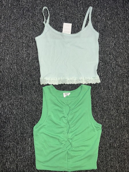Cotton On Women’s Sz XS Sexy Crop Tops Green Tank Singlet Camisole X2 One NWT
