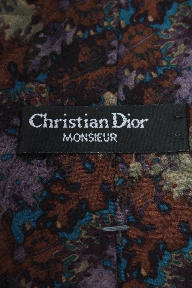 Corbata ancha Christian Dior Monsieur para hombre con estampado abstracto de seda multicolor Foto 3 de 4