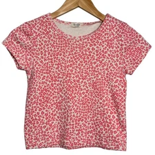 John Galt White Pink Leopard Print Cropped Baby Tee One Size Fits Small Y2K Top