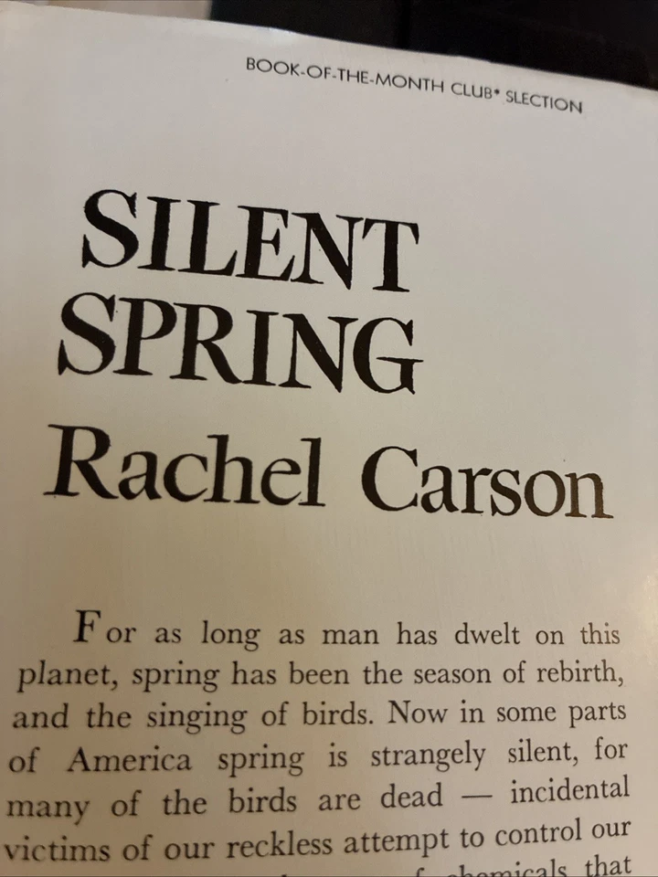 Rachel Carson Silent Spring HCDJ Vintage 1962 Book Club Edition HBDJ - Image 4 of 4