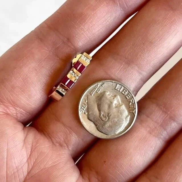 Emerald Cut Simulated Red Ruby Beautiful Stud Earrings In 14k Yellow Gold Plated - Image 2 of 4