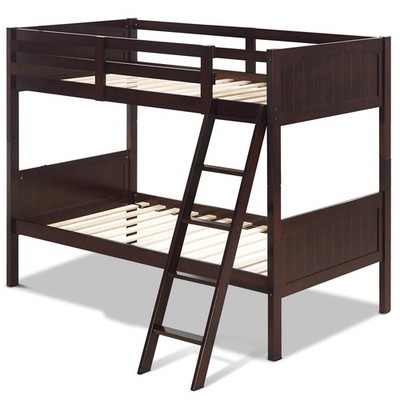 Topbuy Twin Over Twin Bunk Beds Convertible 2 Individual Twin Beds Solid