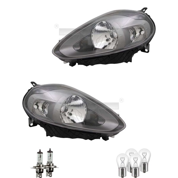 Scheinwerfer Set Anthrazit H4/P21W FüR Fiat Punto 199_ 199 Inkl. Osram Lampen-image