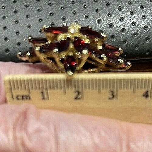 RACIMOS DE FLOR DE GRANATE 3,5 CM ORO 14K CON ANILLO DE DIAMANTES - Imagen 9 de 9