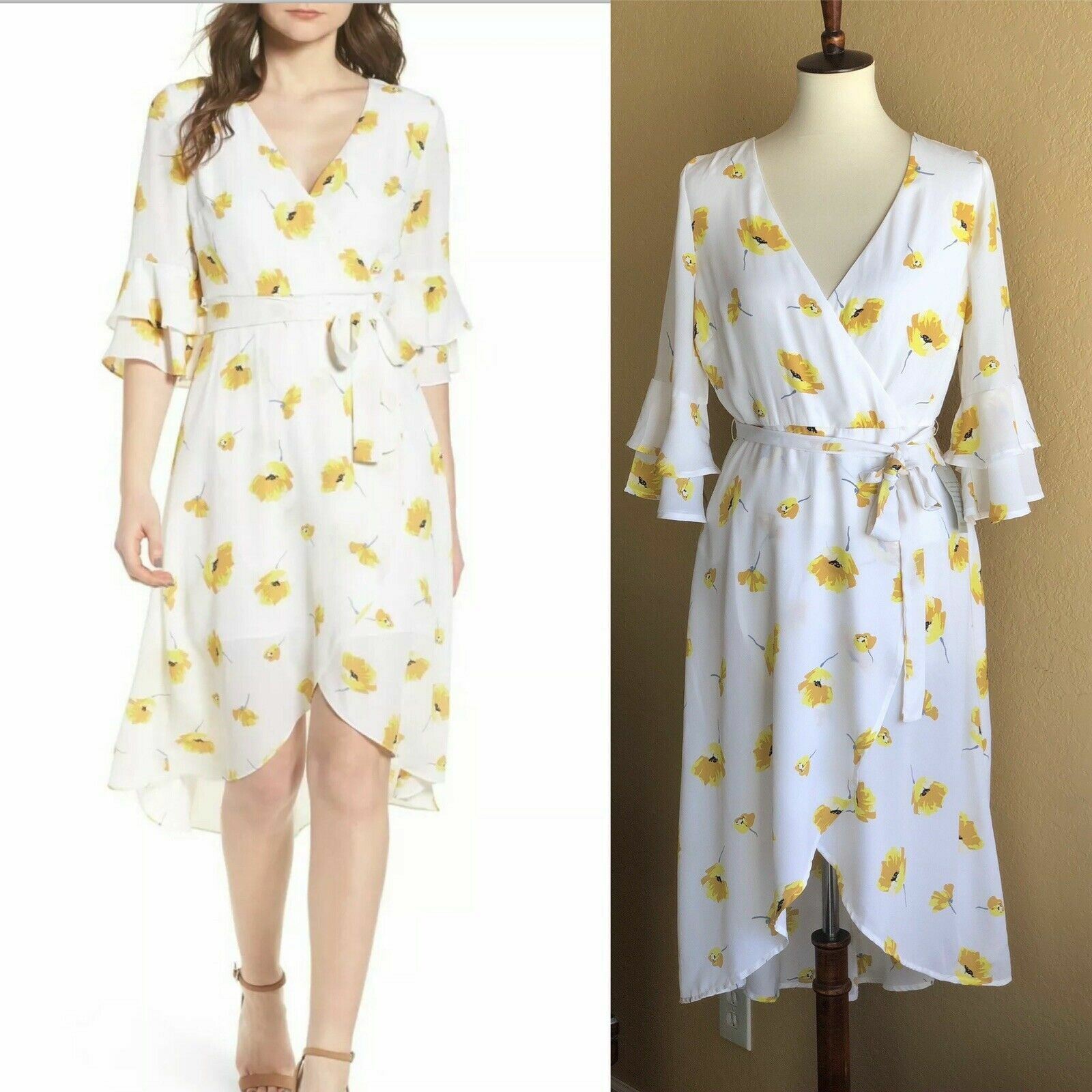 Chelsea28 Womens White Floral Chiffon 