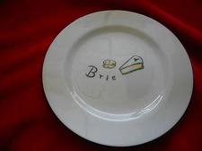 POTTERY BARN CHEESE PLATE REPLACEMENT BRIE BLACK RIM 7 3/4"